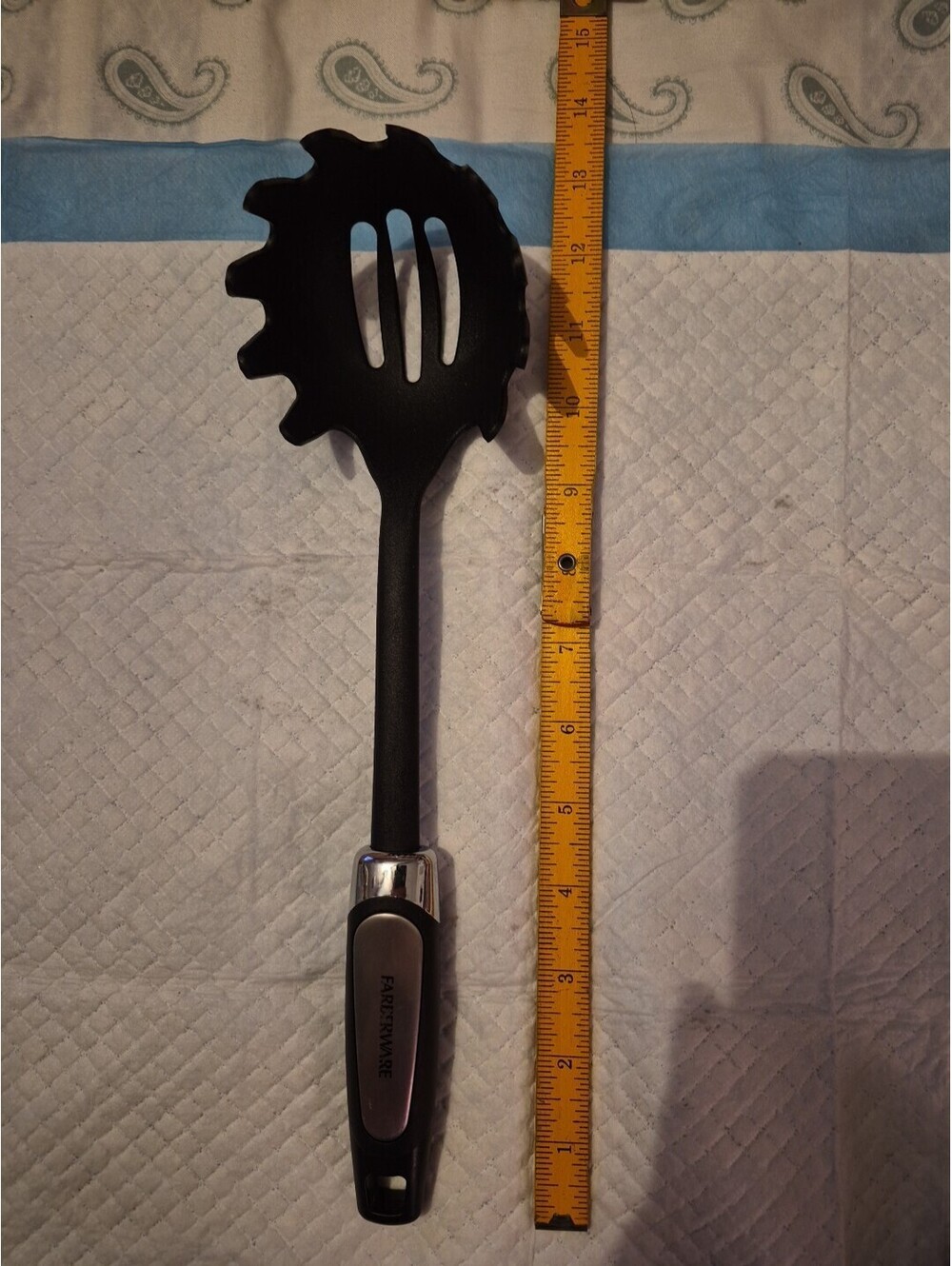 Farberware PASTA FORK Black Nylon Colander Spoon Ladle 13"